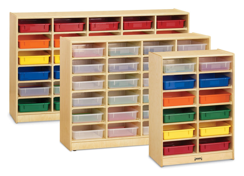 Jonti-Craft Baltic Birch Paper Tray Cubby Unit - 24 Cubbies with Clear Trays (Jonti-Craft JON-06250JC) - SchoolOutlet