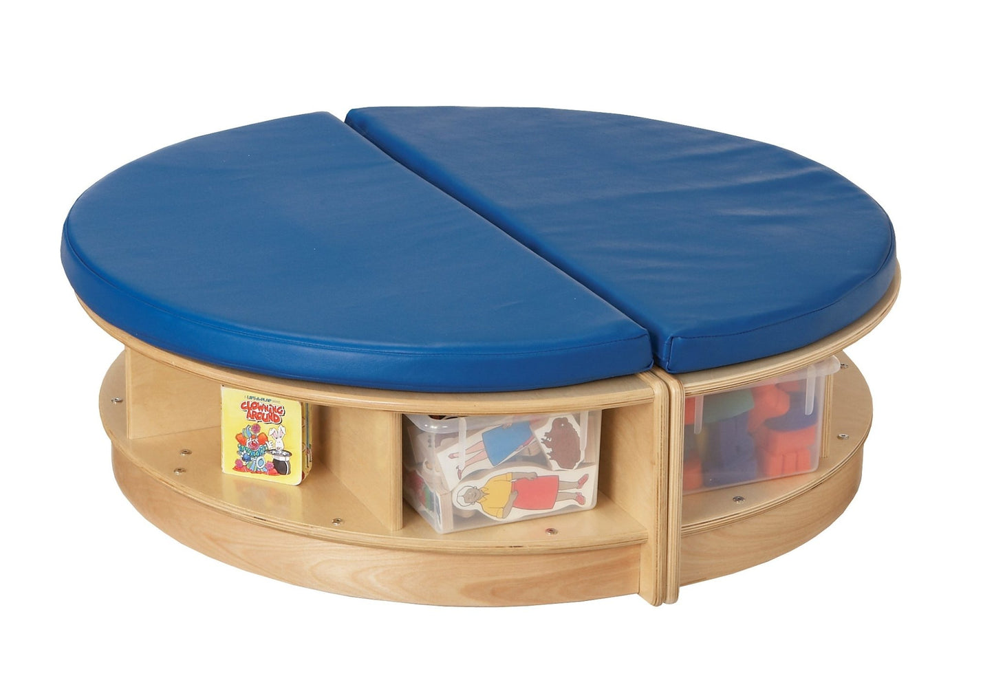 Jonti-Craft Read-a-Round Semi Round Bench- Blue Cushions (Jonti-Craft JON-3760JC) - SchoolOutlet