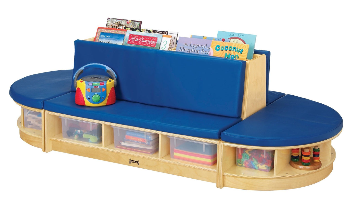 Jonti-Craft Read-a-Round Semi Round Bench- Blue Cushions (Jonti-Craft JON-3760JC) - SchoolOutlet