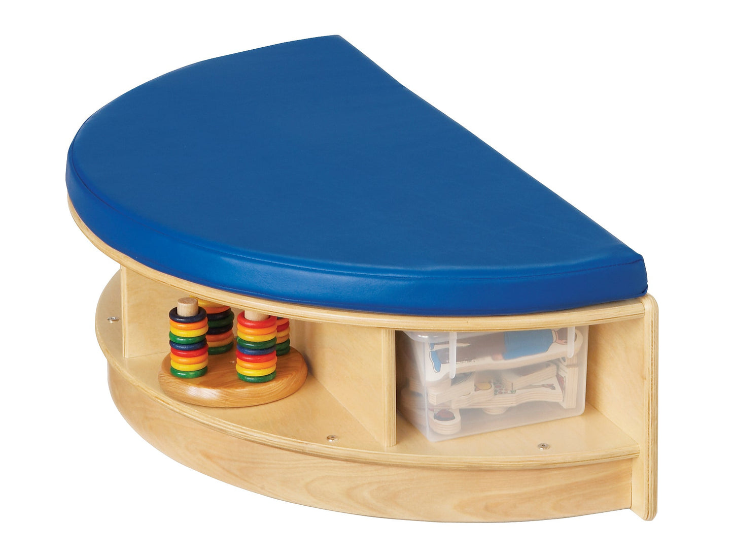 Jonti-Craft Read-a-Round Semi Round Bench- Blue Cushions (Jonti-Craft JON-3760JC) - SchoolOutlet