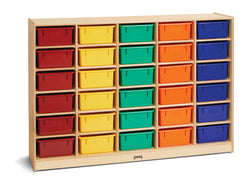 Jonti-Craft Baltic Birch 30-Cubby Single Storage Unit with Colorful Tubs (Jonti-Craft JON-4031JC)