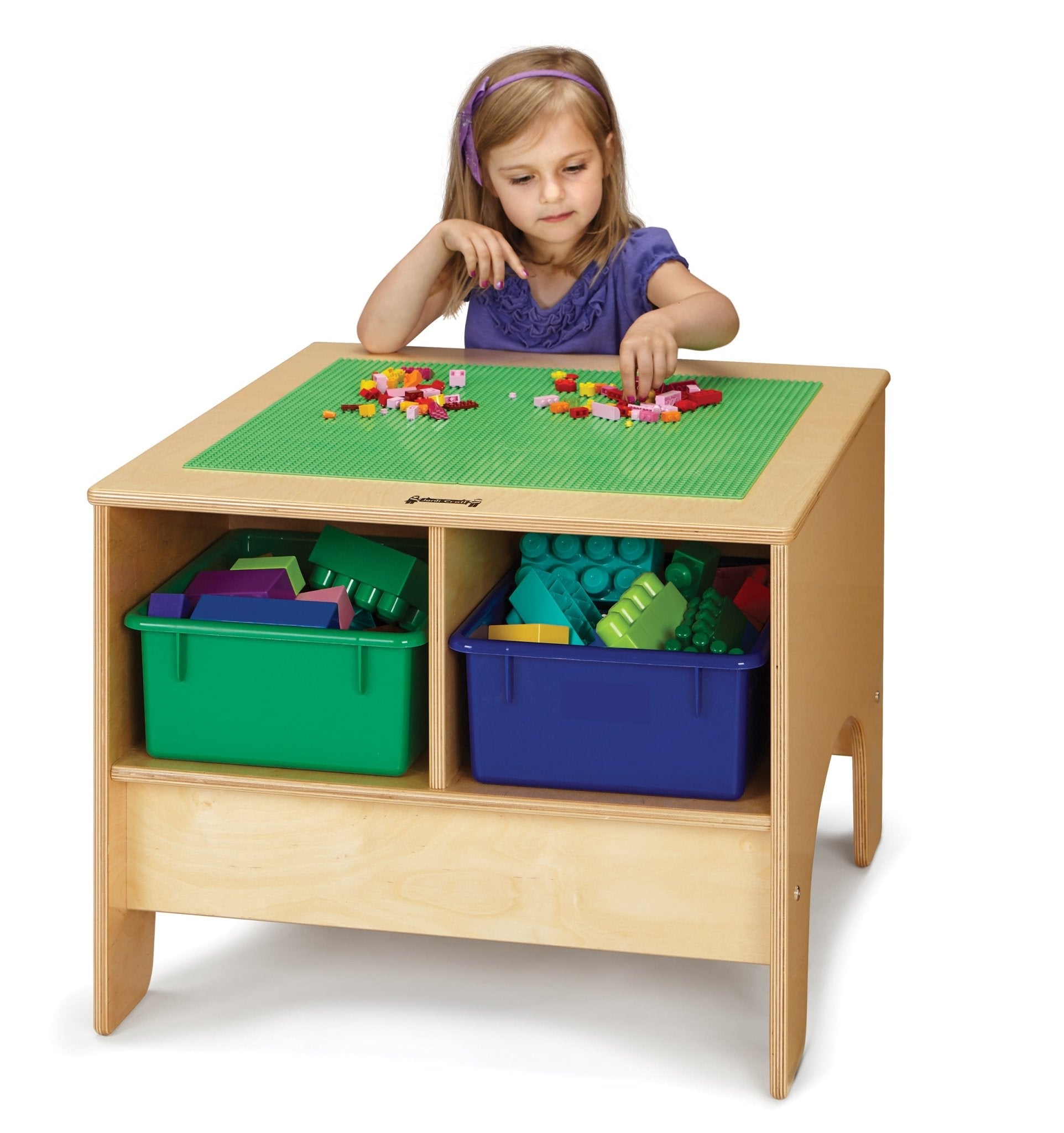 Jonti-Craft Building Table With Lego Compatible Top- Clear Storage Tubs (Jonti-Craft JON-57440JC) - SchoolOutlet