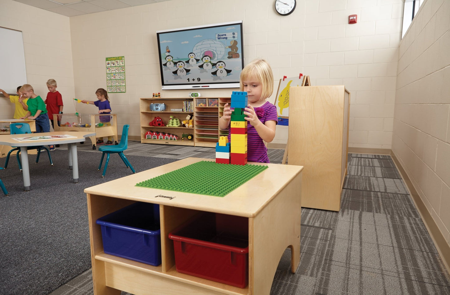 Jonti-Craft Building Table With Duplo Compatible Top- Clear Storage Tubs (Jonti-Craft JON-5745JC) - SchoolOutlet