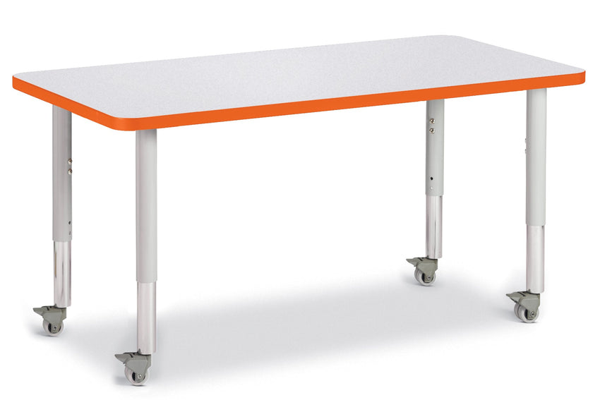 Jonti-Craft Rectangle Activity Table with Heavy Duty Laminate Top (24" x 48") Mobile Height Adjustable Legs (20" - 31") - SchoolOutlet