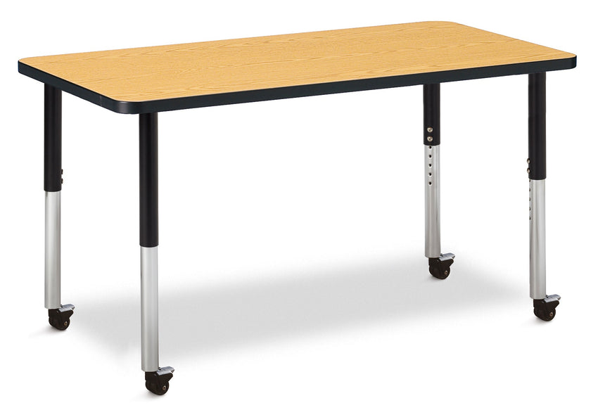 Jonti-Craft Rectangle Activity Table with Heavy Duty Laminate Top (24" x 48") Mobile Height Adjustable Legs (20" - 31") - SchoolOutlet