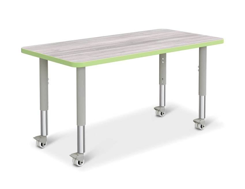 Jonti-Craft Rectangle Activity Table with Heavy Duty Laminate Top (24" x 48") Mobile Height Adjustable Legs (20" - 31") - SchoolOutlet