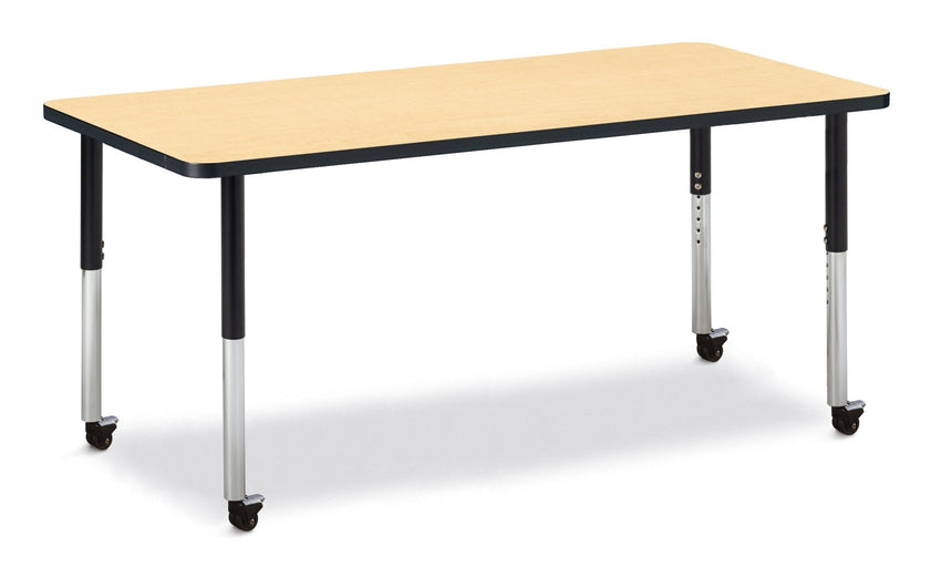 Jonti-Craft Rectangle Activity Table with Heavy Duty Laminate Top (30" x 72") Mobile Height Adjustable Legs (20" - 31") - SchoolOutlet