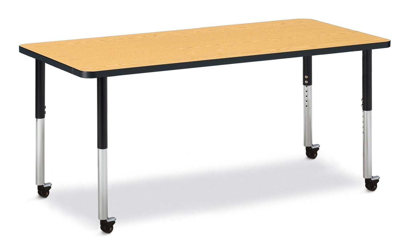 Jonti-Craft Rectangle Activity Table with Heavy Duty Laminate Top (30" x 72") Mobile Height Adjustable Legs (20" - 31") - SchoolOutlet