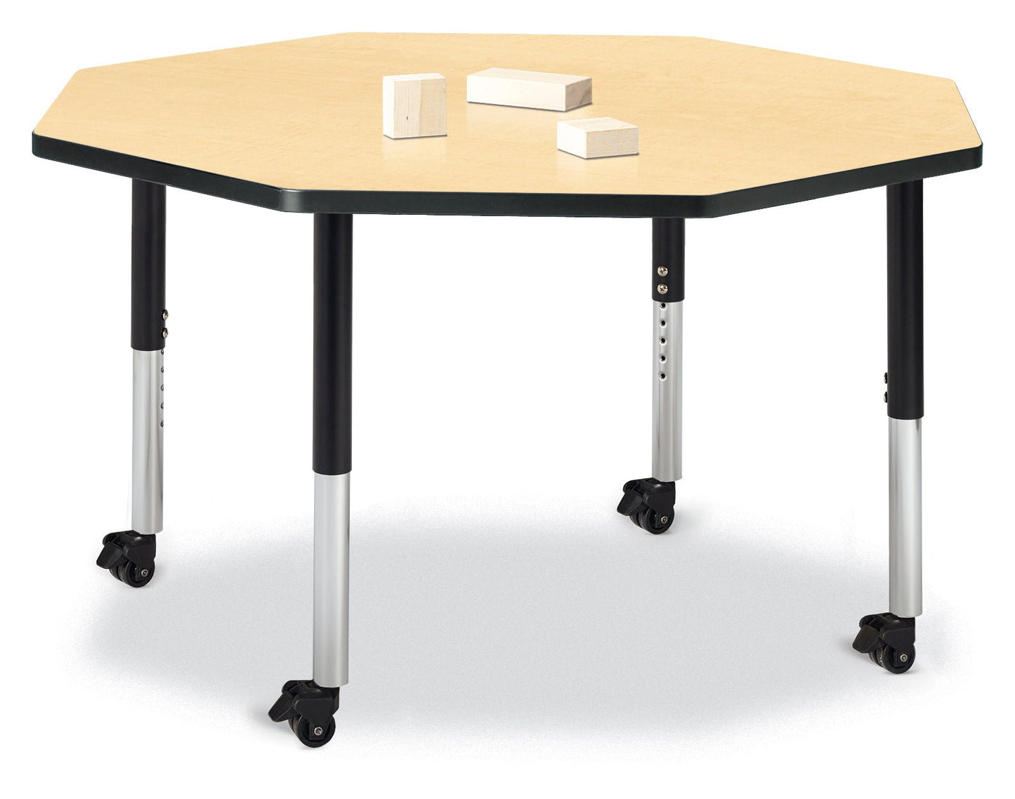 Jonti-Craft Octagon Activity Table with Heavy Duty Laminate Top - Mobile Height Adjustable Legs - SchoolOutlet