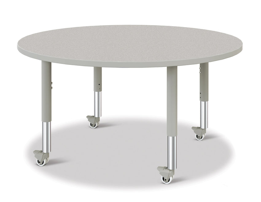 Jonti-Craft Round Activity Table with Heavy Duty Laminate Top 48" Diameter - Mobile Height Adjustable Legs (20" - 31") - SchoolOutlet