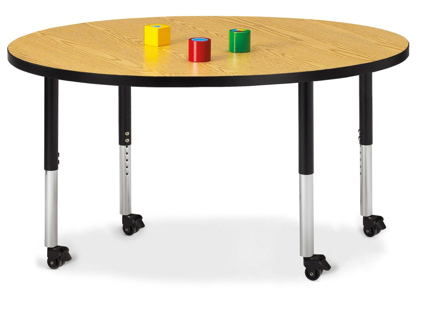 Jonti-Craft Round Activity Table with Heavy Duty Laminate Top 48" Diameter - Mobile Height Adjustable Legs (20" - 31") - SchoolOutlet