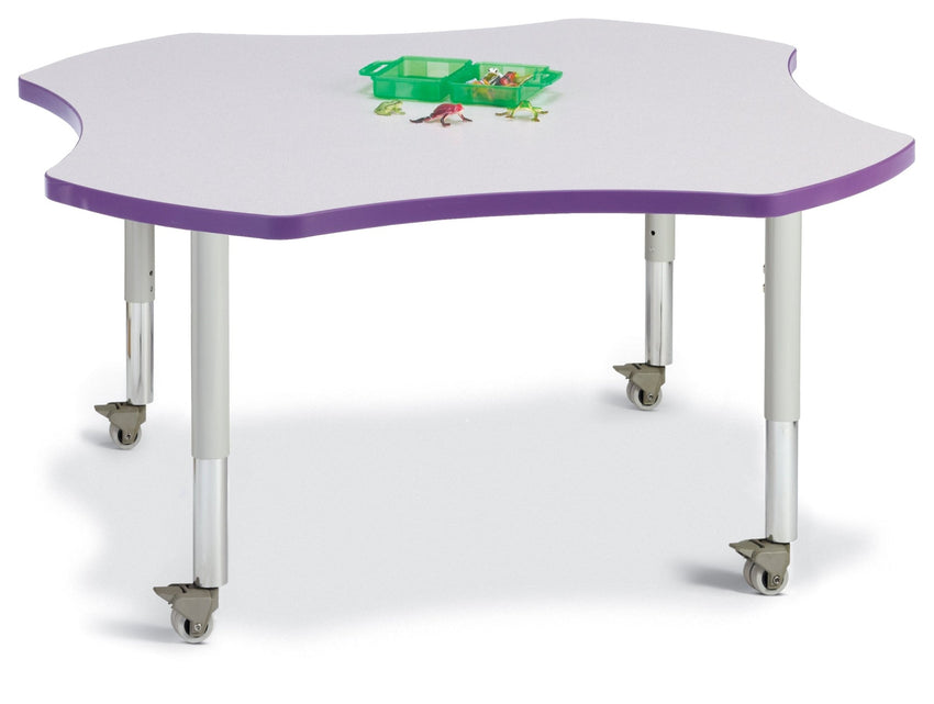 Jonti-Craft Four-Leaf Preschool Activity Table with Heavy Duty Laminate Top - Mobile Height Adjustable Legs - SchoolOutlet