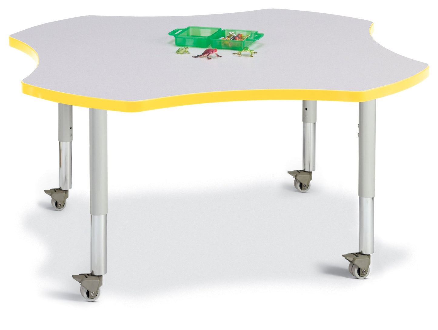 Jonti-Craft Four-Leaf Preschool Activity Table with Heavy Duty Laminate Top - Mobile Height Adjustable Legs - SchoolOutlet