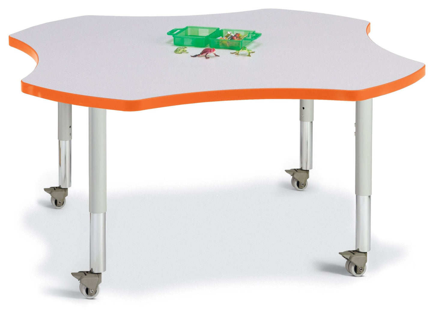 Jonti-Craft Four-Leaf Preschool Activity Table with Heavy Duty Laminate Top - Mobile Height Adjustable Legs - SchoolOutlet