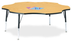 Jonti-Craft Six-Leaf Elementary Activity Table with Heavy Duty Laminate Top - Height Adjustable Legs
