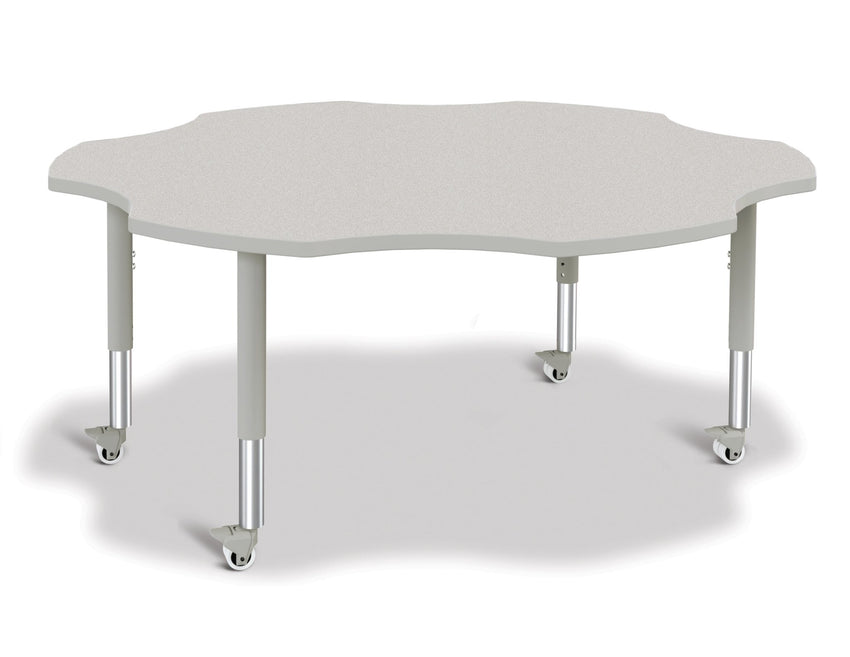 Jonti-Craft Six-Leaf Activity Table with Heavy Duty Laminate Top - Mobile Height Adjustable Legs - SchoolOutlet