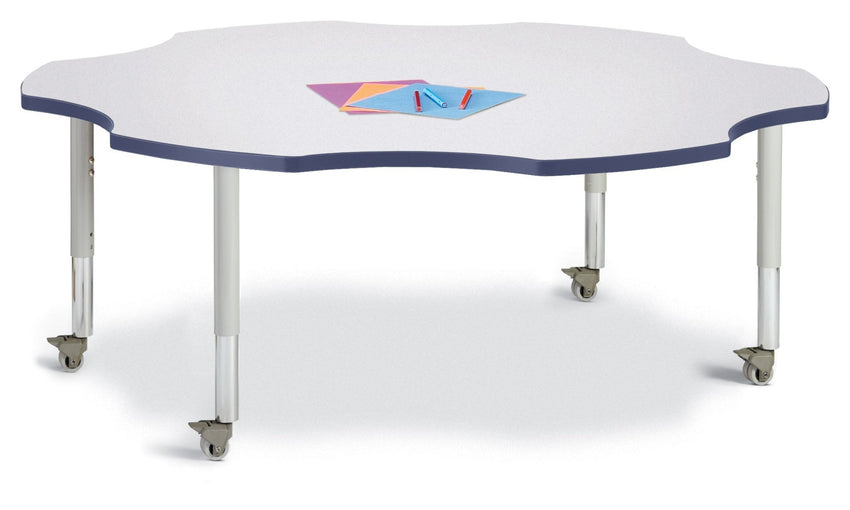 Jonti-Craft Six-Leaf Activity Table with Heavy Duty Laminate Top - Mobile Height Adjustable Legs - SchoolOutlet