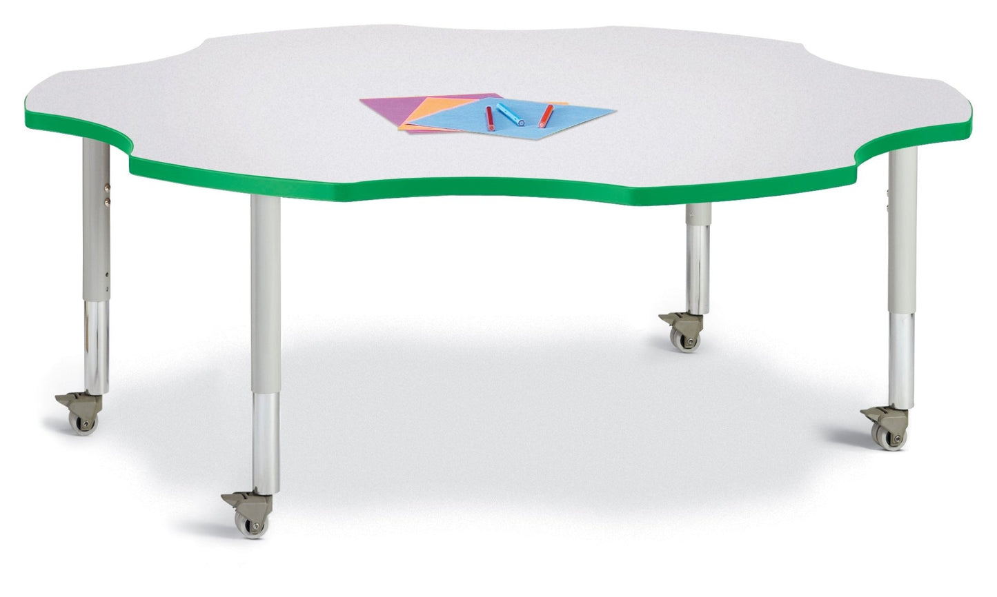 Jonti-Craft Six-Leaf Activity Table with Heavy Duty Laminate Top - Mobile Height Adjustable Legs - SchoolOutlet