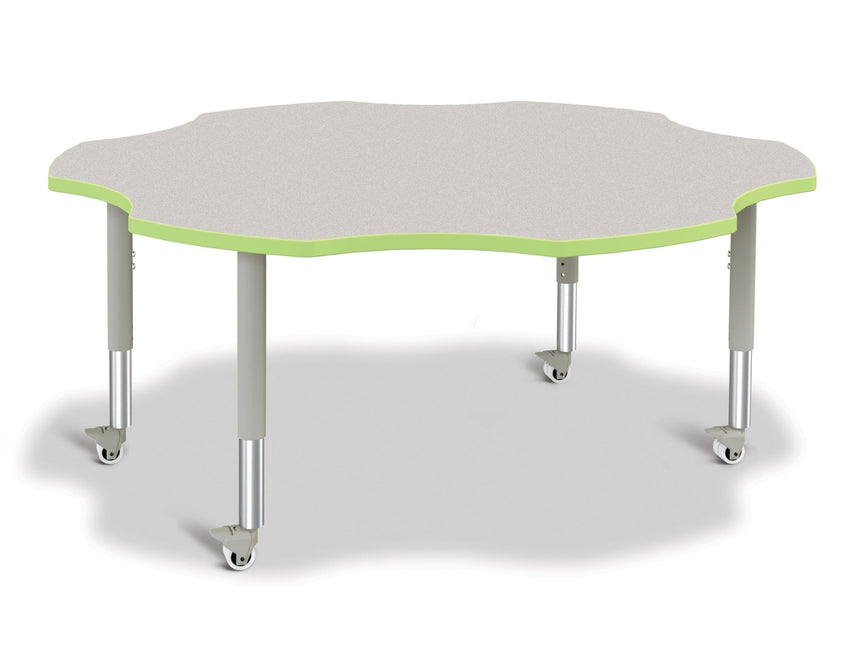 Jonti-Craft Six-Leaf Activity Table with Heavy Duty Laminate Top - Mobile Height Adjustable Legs - SchoolOutlet