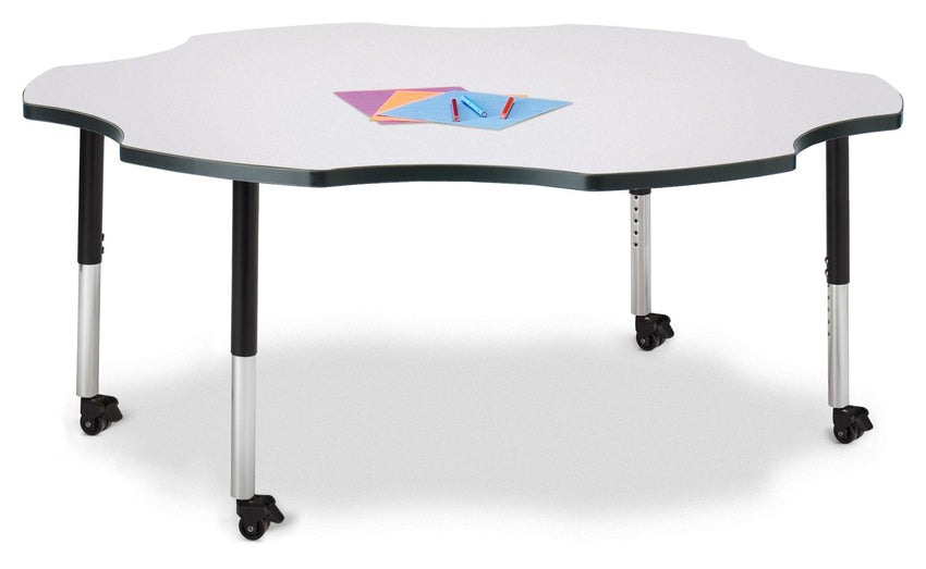 Jonti-Craft Six-Leaf Activity Table with Heavy Duty Laminate Top - Mobile Height Adjustable Legs - SchoolOutlet