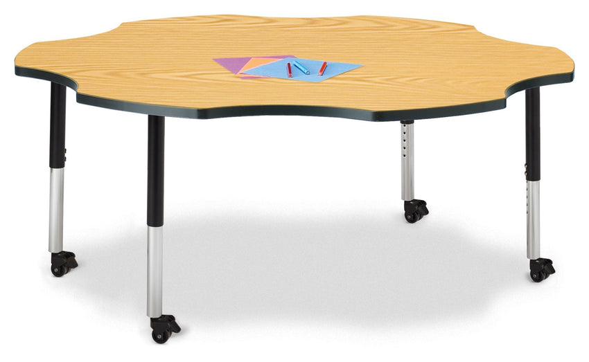 Jonti-Craft Six-Leaf Activity Table with Heavy Duty Laminate Top - Mobile Height Adjustable Legs - SchoolOutlet
