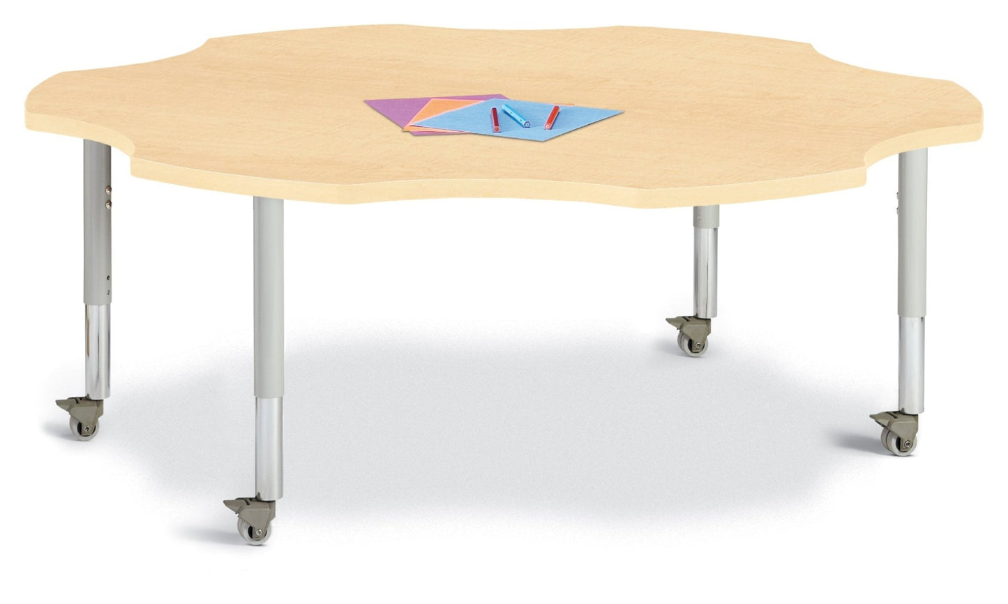 Jonti-Craft Six-Leaf Activity Table with Heavy Duty Laminate Top - Mobile Height Adjustable Legs - SchoolOutlet