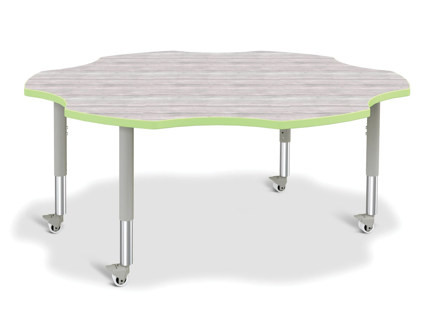 Jonti-Craft Six-Leaf Activity Table with Heavy Duty Laminate Top - Mobile Height Adjustable Legs - SchoolOutlet