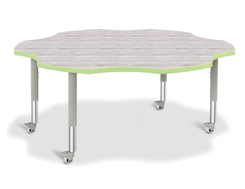 Jonti-Craft Six-Leaf Activity Table with Heavy Duty Laminate Top - Mobile Height Adjustable Legs - SchoolOutlet