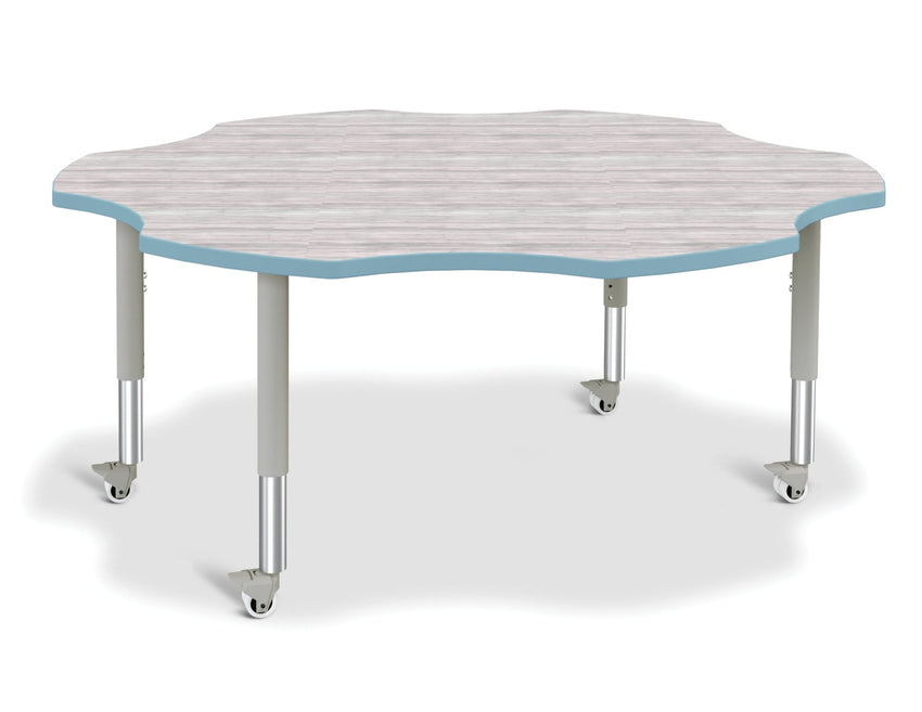 Jonti-Craft Six-Leaf Activity Table with Heavy Duty Laminate Top - Mobile Height Adjustable Legs - SchoolOutlet