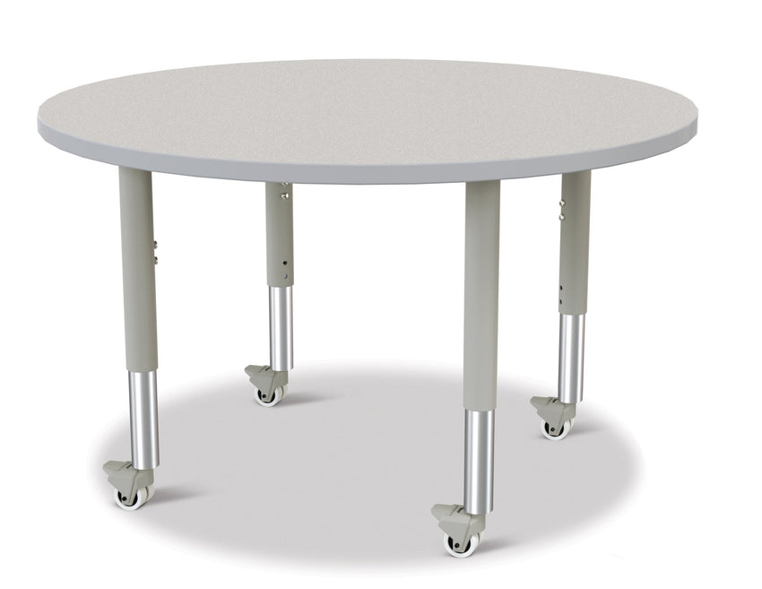 Jonti-Craft Round Activity Table with Heavy Duty Laminate Top 42" Diameter - Mobile Height Adjustable Legs (20" - 31") - SchoolOutlet
