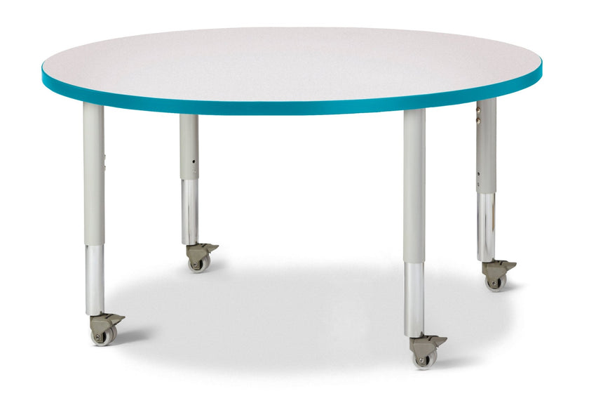 Jonti-Craft Round Activity Table with Heavy Duty Laminate Top 42" Diameter - Mobile Height Adjustable Legs (20" - 31") - SchoolOutlet