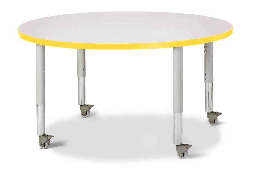 Jonti-Craft Round Activity Table with Heavy Duty Laminate Top 42" Diameter - Mobile Height Adjustable Legs (20" - 31") - SchoolOutlet