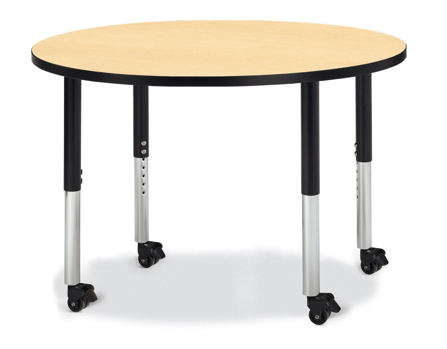 Jonti-Craft Round Activity Table with Heavy Duty Laminate Top 42" Diameter - Mobile Height Adjustable Legs (20" - 31") - SchoolOutlet