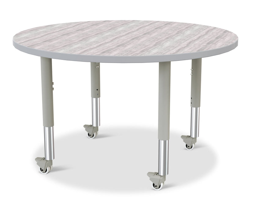 Jonti-Craft Round Activity Table with Heavy Duty Laminate Top 42" Diameter - Mobile Height Adjustable Legs (20" - 31") - SchoolOutlet