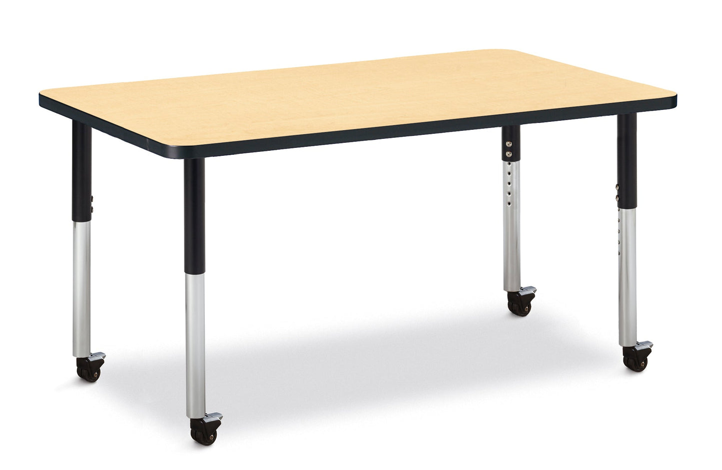 Jonti-Craft Rectangle Activity Table with Heavy Duty Laminate Top (30" x 48") Mobile Height Adjustable Legs (20" - 31") - SchoolOutlet