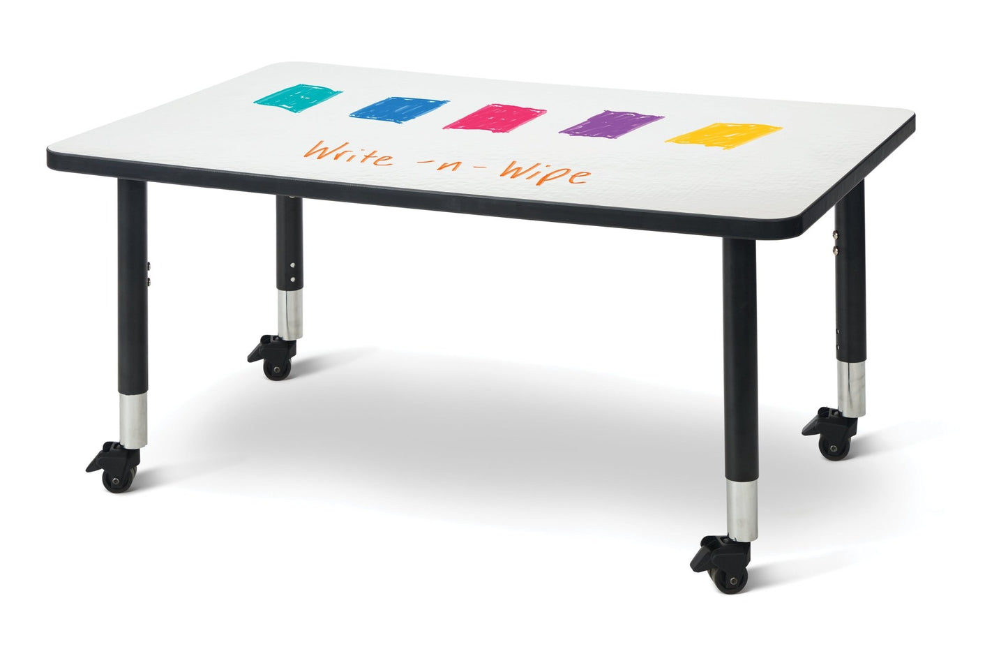 Jonti-Craft Rectangle Activity Table with Heavy Duty Laminate Top (30" x 48") Mobile Height Adjustable Legs (20" - 31") - SchoolOutlet