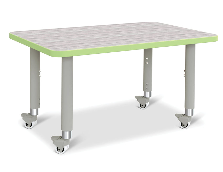 Jonti-Craft Rectangle Activity Table with Heavy Duty Laminate Top (24" x 36") Mobile Height Adjustable Legs (20" - 31") - SchoolOutlet