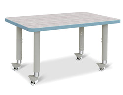 Jonti-Craft Rectangle Activity Table with Heavy Duty Laminate Top (24" x 36") Mobile Height Adjustable Legs  (20" - 31")
