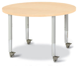 Jonti-Craft Round Activity Table with Heavy Duty Laminate Top 36" Diameter - Mobile Height Adjustable Legs (20" - 31")