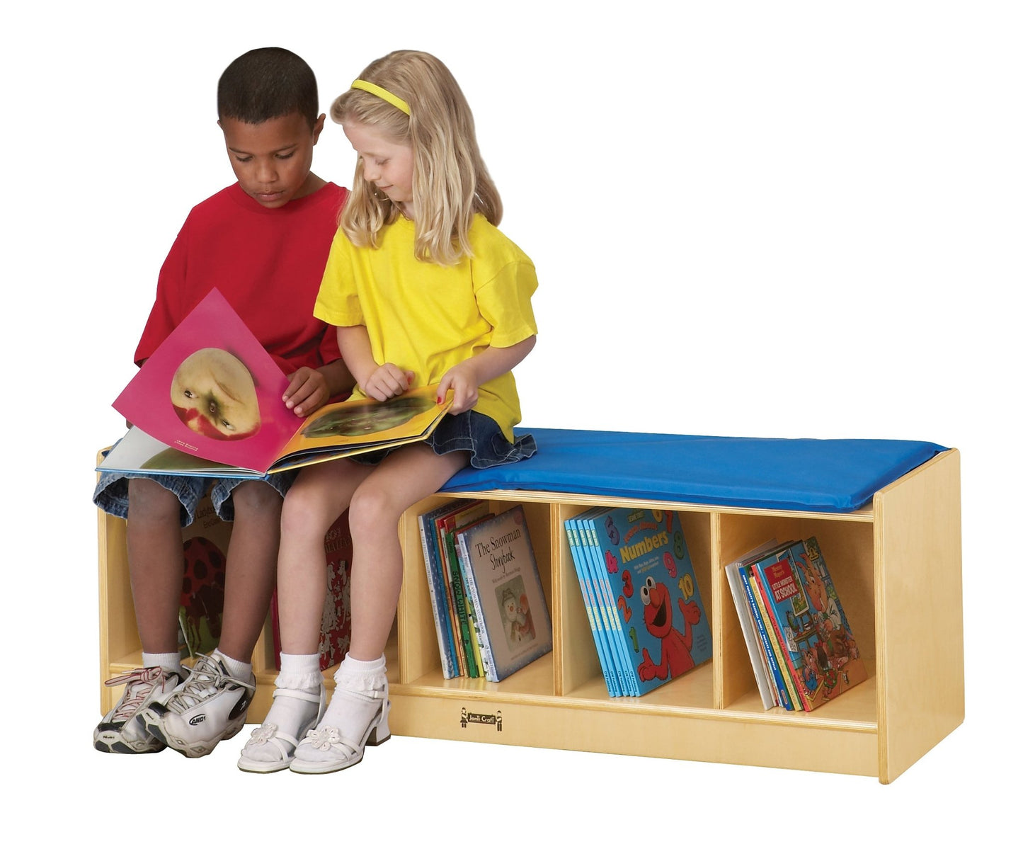 Jonti-Craft Bench Locker With 5 Sections- Blue Cushion (Jonti-Craft JON-9093JC) - SchoolOutlet