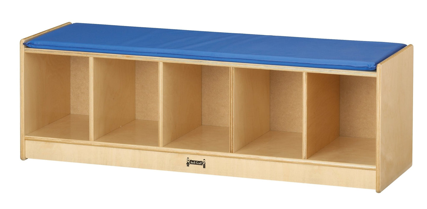 Jonti-Craft Bench Locker With 5 Sections- Blue Cushion (Jonti-Craft JON-9093JC) - SchoolOutlet