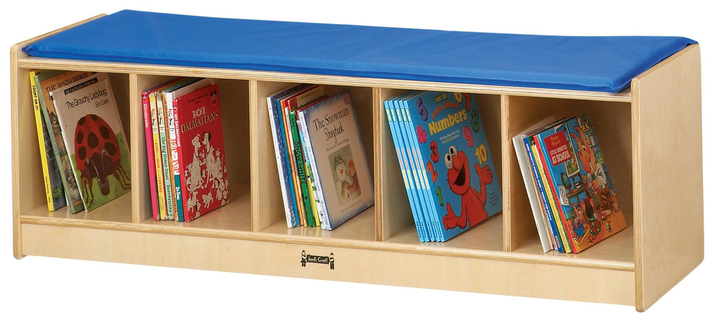 Jonti-Craft Bench Locker With 5 Sections- Blue Cushion (Jonti-Craft JON-9093JC) - SchoolOutlet