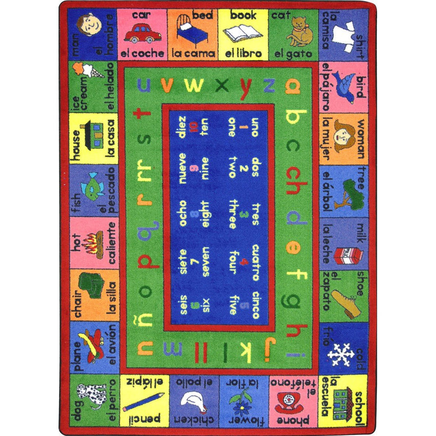 LenguaLink (Spanish) Kid Essentials Collection Area Rug for Classrooms and Schools Libraries by Joy Carpets - SchoolOutlet