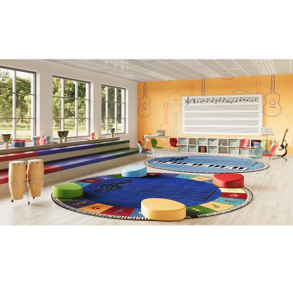 Note Worthy (Elementary) Kid Essentials Collection Area Rug for Classrooms and Schools Libraries by Joy Carpets - SchoolOutlet