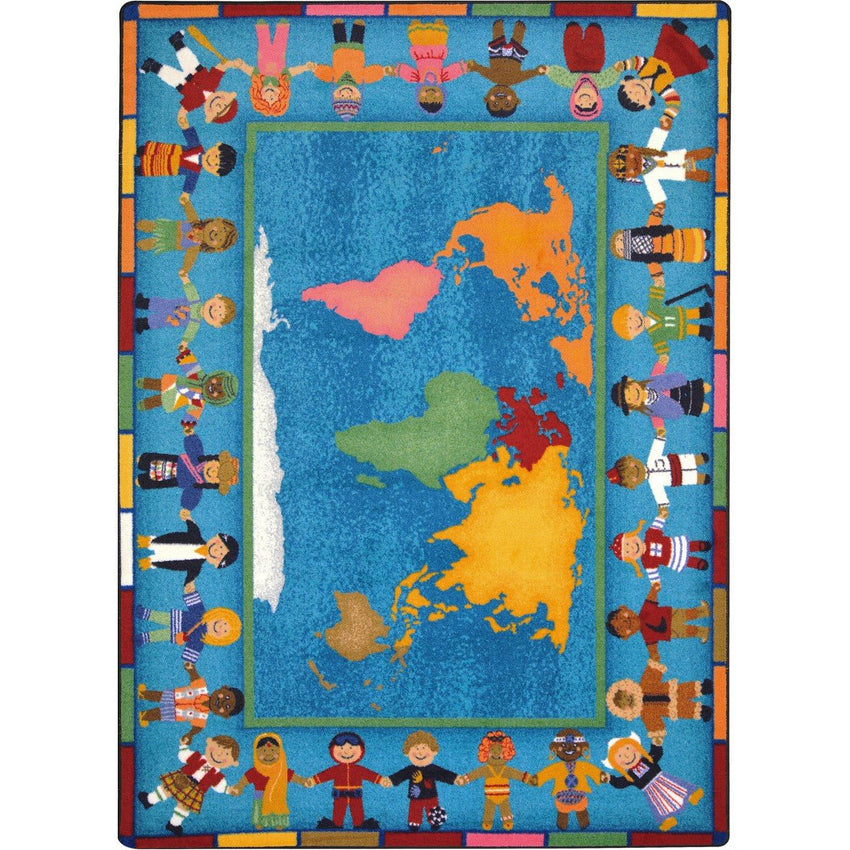 Hands Around the World Kid Essentials Collection Area Rug for Classrooms and Schools Libraries by Joy Carpets - SchoolOutlet