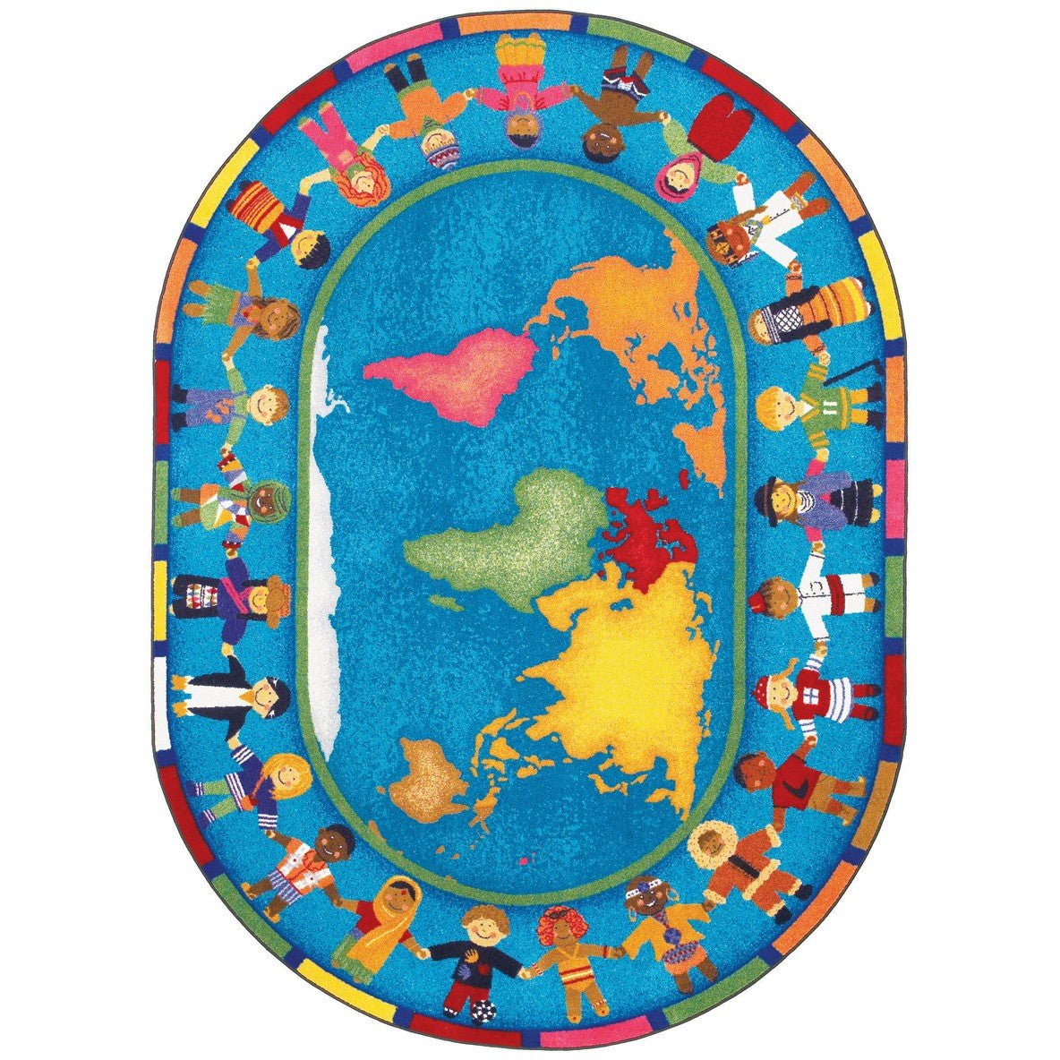 Hands Around the World Kid Essentials Collection Area Rug for Classrooms and Schools Libraries by Joy Carpets - SchoolOutlet