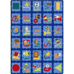 Alphabet Blues Kid Essentials Collection Area Rug for Classrooms and Schools Libraries by Joy Carpets