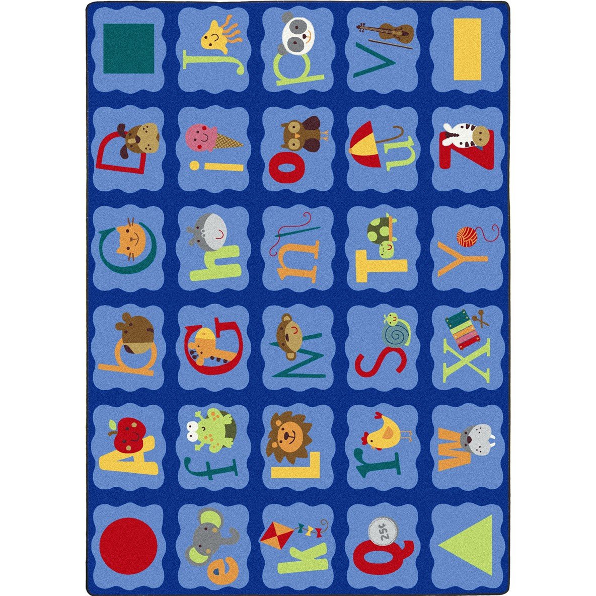 Alphabet Blues Kid Essentials Collection Area Rug for Classrooms and Schools Libraries by Joy Carpets - SchoolOutlet