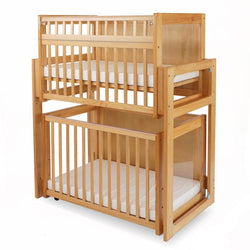 Stackable Bunk-Bed Crib for Daycare - Modular Window Double Baby Crib with Dual Fixed Side Rails - Mattress Included by L.A. Baby