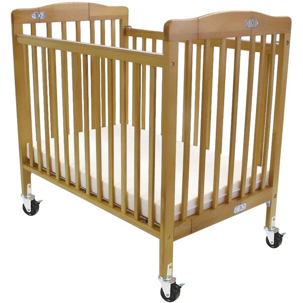 L.A. Baby The Pocket Crib-Mini - Portable Folding Wood Crib - Mattress Included with free Nylon Cover (LAB-CW-888A) - SchoolOutlet